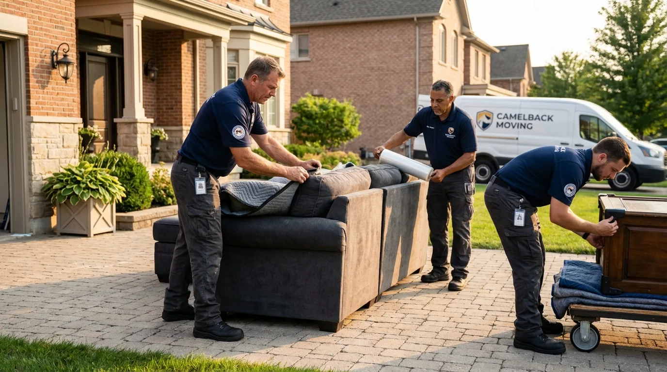 Large estate moving crew wrapping furniture in Willowbrook, IL